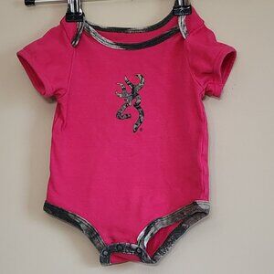 Browning Baby Girl Pink & Camo Onesie Size 6 Months